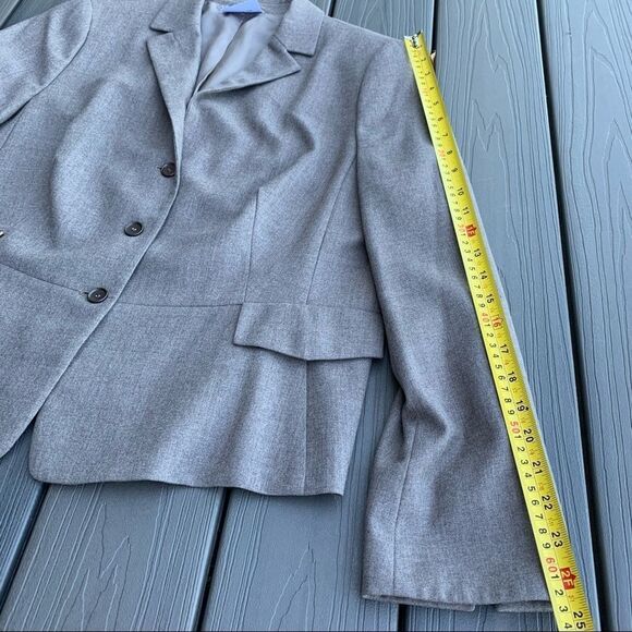 AKRIS Punto Gray Oatmeal Wool Blazer Size 14 - Picture 9 of 12